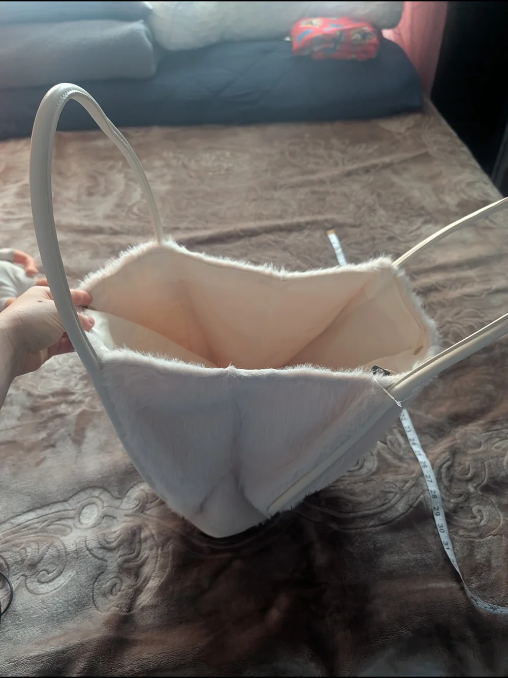 Brand New- Faux Fur Tote Bag - Cream
